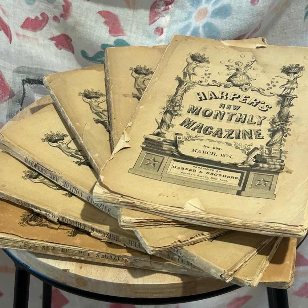 Vintage Harper's Monthly Magazines-1874 six issues